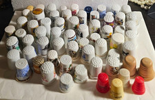 Vintage Thimble Collection Bulk Lot of 64 Porcelain Ceramic Souvenir State Brand picture