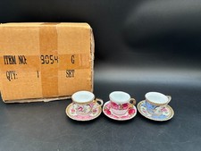 Set of 3 ~ Victoria's Garden   Mini China Tea Cup & Saucer Sets ~ 1 1/2