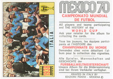 1970 Panini World Cup Mexico 70 -1938 Winners ITALY TEAM International Red Black picture