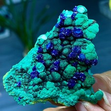49G Natural VELVET Azurite/Malachite cat's eye specimen crystal mineral-Congo picture