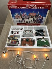 Vtg 1993 Lemax Dickensvale 22 Piece Lighted Village Set Porcelain Houses Figures picture