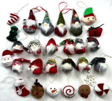 VTG Lot of 28 Fabric Santa Claus Christmas Furry Beards Gnome Ornaments picture