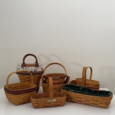 Vtg Longaberger  Woven Baskets 1994-2003 Set of 9 Liners, Boardwalk Purse 🧺  picture