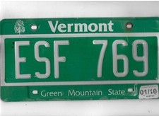 VERMONT passenger 2010 license plate 