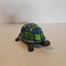 Vintage Tiffany Style Stained Glass Turtle Night Light Lamp As Is picture