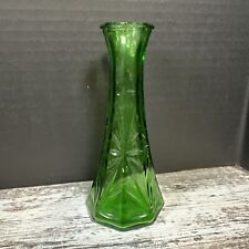VINTAGE HOOSIER GLASS EMERALD GREEN BUD VASE 6in STARBURST PATTERN USA 4 4063-8 picture