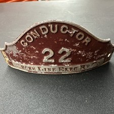 Shore Line ELECTRIC RAILWAY CO 22 Conductor RAILROAD HAT BADGE picture