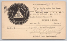 Antique 1909 Equity Lodge No 23 K & L of H Cambridge MA Postal Card Ephemera picture