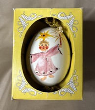 RARE Intermun Hand Painted in Poland Xmas Egg Ornament in original box Vintage picture