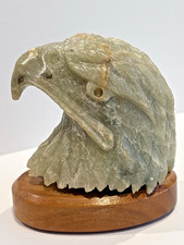 Dale Hanson - Sitka Alaska Green Soapstone BALD EAGLE Head Carving Art Sculpture picture