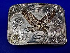 Patriotic Eagle Vintage Montana Silversmiths Numbered Silver Plated Belt Buckle picture