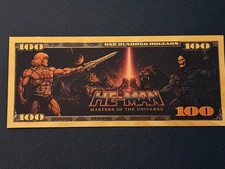 He Man Masters Of The Universe Gold Foil Bank Note Novelty $100 Heman He-man picture
