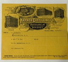 1905 HAYNER DISTILLING CO Whiskey Recipt / invoice (Vintage/Collectible/Antique) picture