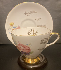 Staffordshire Golden 50th Wedding Anniversary Teacup Saucer Gladstone Bone China picture