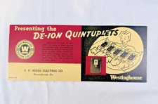 Vintage 1936 Westinghouse Golden Jubilee Ad Ink Blotter De-Ion Quintuplets PA picture