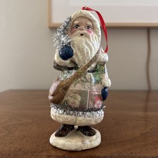 Vintage 1980s Antique Inspired Decoupage Santa Claus Christmas Chalk Figure 5” picture