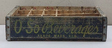 Vintage O-So Beverages Blue Wooden Wood Soda Pop Crate Divided Bottle Carrier picture