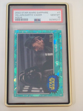 2022 Topps Star Wars Sapphire #7 Villainous Darth Vader PSA 10 Gem Mint Aqua /99 picture