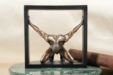 Postmodern Veronese Bronze Male Figure Architectural Sculpture Signed 2.18lb picture