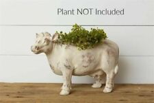 New Country Farmhouse WHITE COW PLANTER  Flower Bowl Pot Container Statue 15