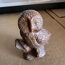 Vintage Red Mill MFG Owl Figurine on Log Handcrafted USA Wood Look Decor picture