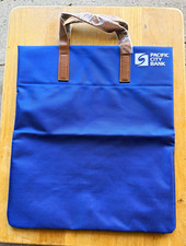 Pacific City Bank Blue Deposit Tote Bag w/ Brown Handles, Banking & Insurance picture