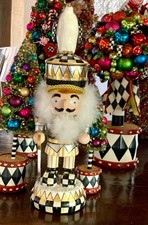 Rare 2018 MacKenzie-Childs Courtly Check  Penquin King Nutcracker 15