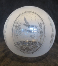 Original Antique Round Ball Bird Pattern Oil Lamp Shade picture