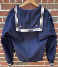 Vintage U.S. NAVY Wool Cracker Jack UNIFORM SHIRT 40R U.S.S. Essex picture