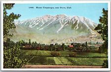 Mount Timpanogos near Provo Utah UT Farm Fields Mountain Postcard picture