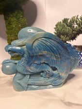 Hand Carved Trolleite Dragon Statue, Blue Stone Art picture