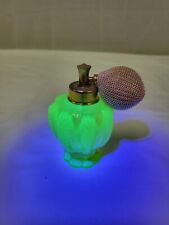 Vaseline Glass Fenton DeVilbiss Feather Perfume Atomizer Bottle Yellow Uranium picture
