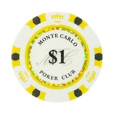 NEW 100 White Gold $1 Monte Carlo Smooth 14 Gram Clay Poker Chips - Exclusive  picture