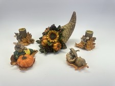 Vintage Silvestri Charming Tails Thanksgiving Centerpiece Set Mice Candle Holder picture