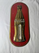 Vintage 1938 Original Coca-Cola Gold Anniversary Tin Thermometer AdvertisingSign picture