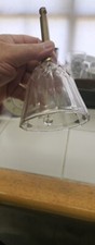 Vintage  Crystal  Bell With Brass Handle Diamond Cut Pressed Glass picture