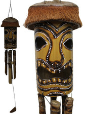 TIKI Mask Beautiful Bamboo Wind Chime Outdoor Garden Lanai Decor Musical Sound picture