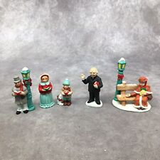 VTG. Lefton Colonial Christmas Village Figures-lady on the bench is missing bird picture