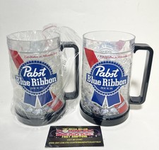 Pabst Blue Ribbon Beer PBR Set Of 2 Freeze-able 16 Ounce Freezer Mugs - BNIB picture