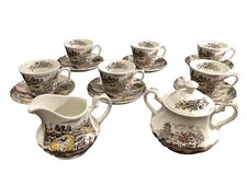Yorkshire SR Staffordshire England Ironstone Hand Engraved Tea Set W Sugar Cream picture
