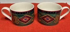 Vtg Kashmir Green By Signature Flat Cup Mug     Set Of Two picture