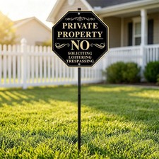 Private Property No Trespassing Sign with Stake, 11x11 inch/30 inch High, No Sol picture