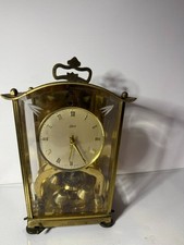 Vintage Schatz 400 German Mid Century Brass Art Deco Day Anniversary Clock AS IS picture
