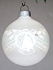 VTG Unsilvered Frosted Glass XMAS GREETINGS BALL Christmas Ornament Shiny Brite picture