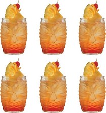 6 Pack Modern Bar Tiki Glasses Double Old Fashioned Glass, Hawaiian picture