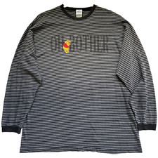 VTG Disney 90s Y2K Winnie The Pooh Gray Striped Long Sleeve Shirt Women’s XL picture