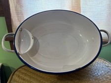 Antique Enamel Wash Basin with Scrub Brush Or Soap Holder picture