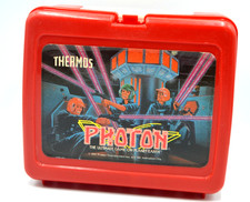 1987 Vintage Photon Laser Tag Red Plastic Lunchbox  by Thermos USA picture