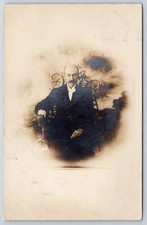 Old Orchard portrait mustached man formal suit vignette studio RPPC 1908 picture