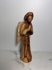 VTG Hand Carved Olive Wood Praying Guardian Angel  picture